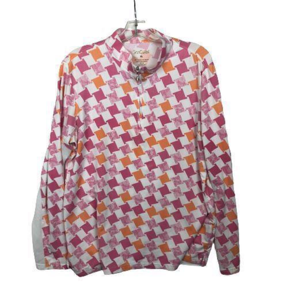San Soleil Long Sleeve Quarter Zip Sun Shirt Top XL Mesh Insert UPF 50 3090-2